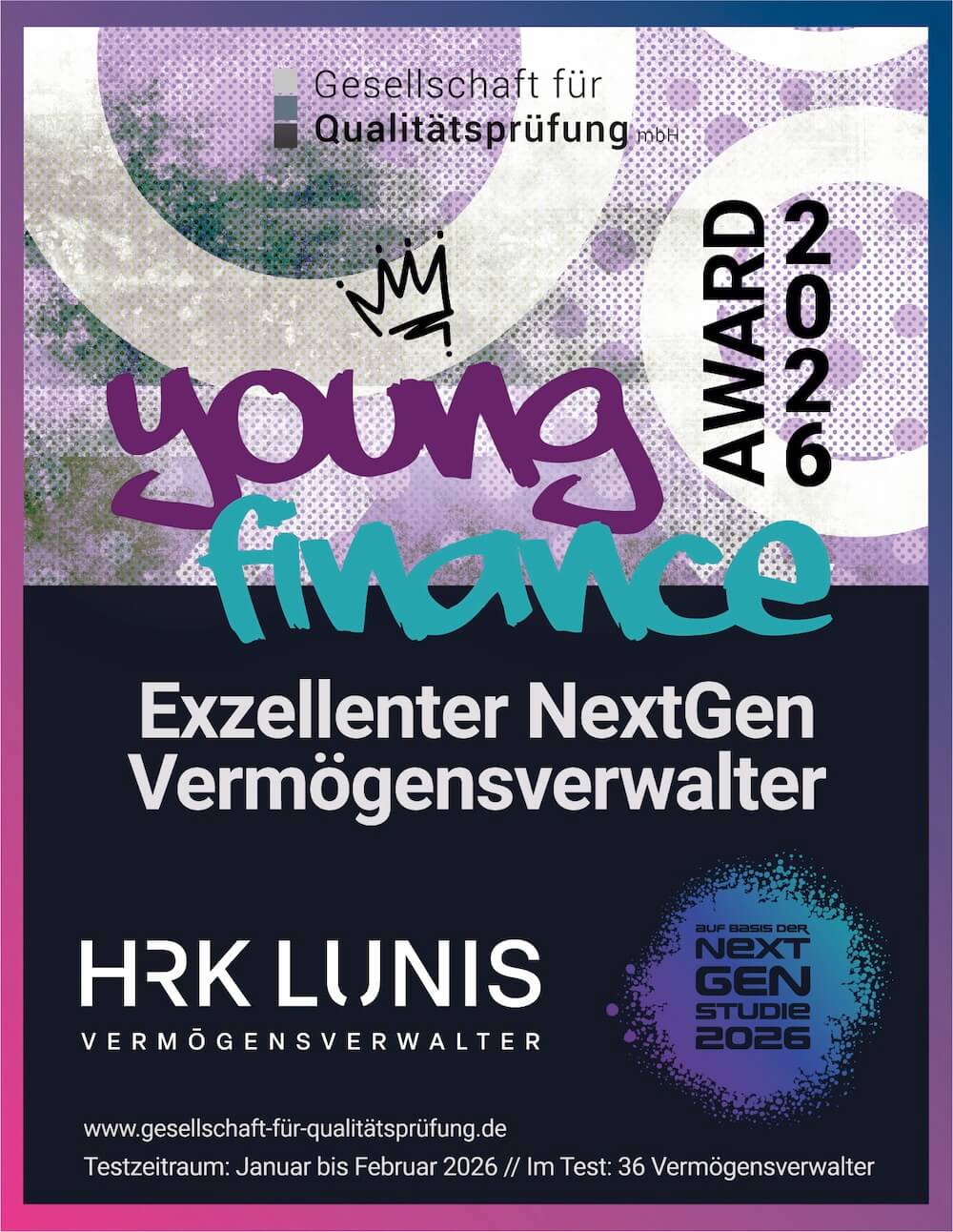 Award-Siegel „Young Finance – Exzellente NextGen-Vermögensverwaltung 2026“
